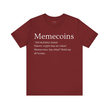 Memecoins Funny Crypto Definition Premium Tshirt